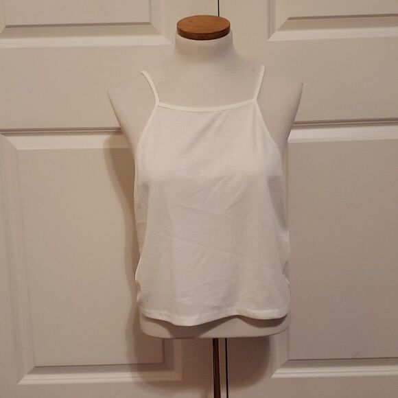 BP Ribbed Tie Back Crop Tank Top Off-White Size 1x NWOT‎ - Picture 1 of 6